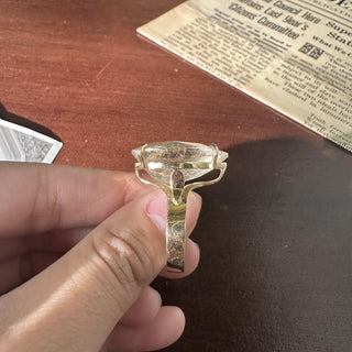 Estate 14K Yellow Gold 22 Carat Quartz Pear Shape Cocktail Ring