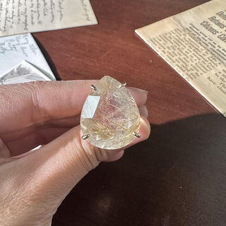 Estate 14K Yellow Gold 22 Carat Quartz Pear Shape Cocktail Ring