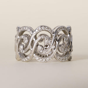 Vintage 17K Gold Open Wave 0.75 Carats Diamond Ring Band