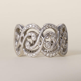 Vintage 17K Gold Open Wave 0.75 Carats Diamond Ring Band