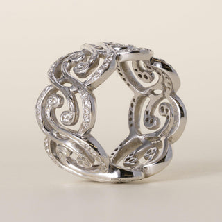 Vintage 17K Gold Open Wave 0.75 Carats Diamond Ring Band