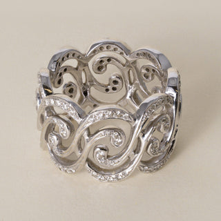 Vintage 17K Gold Open Wave 0.75 Carats Diamond Ring Band