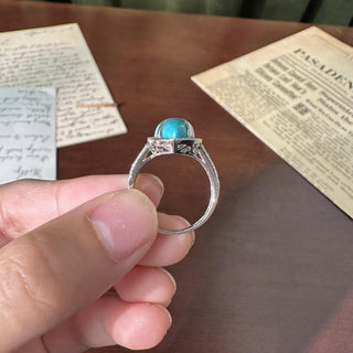 Estate 14K Gold 8.50 Carat Turquoise Marquise and Diamond Cocktail Ring