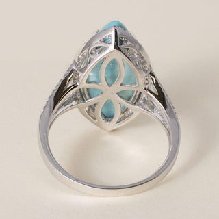Estate 14K Gold 8.50 Carat Turquoise Marquise and Diamond Cocktail Ring