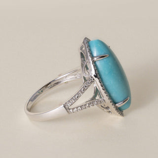 Estate 14K Gold 8.50 Carat Turquoise Marquise and Diamond Cocktail Ring