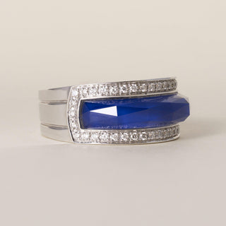 Estate Stephen Webster 18K White Gold Vivid Blue Crystal Haze and Diamond Ring