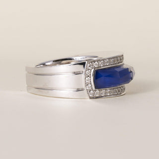 Estate Stephen Webster 18K White Gold Vivid Blue Crystal Haze and Diamond Ring
