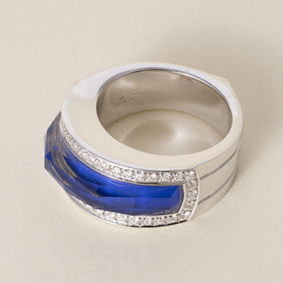 Estate Stephen Webster 18K White Gold Vivid Blue Crystal Haze and Diamond Ring