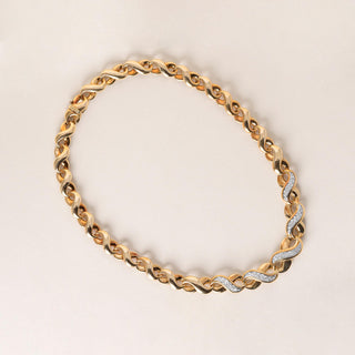 Vintage Diamond Infinity Chain Two Tone 18K Two Tone Gold Necklace