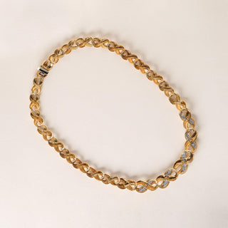 Vintage Diamond Infinity Chain Two Tone 18K Two Tone Gold Necklace