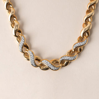 Vintage Diamond Infinity Chain Two Tone 18K Two Tone Gold Necklace