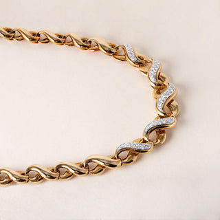 Vintage Diamond Infinity Chain Two Tone 18K Two Tone Gold Necklace