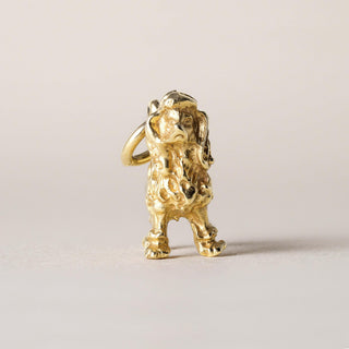 Vintage Poodle Dog Pendant Charm 18K Yellow Gold