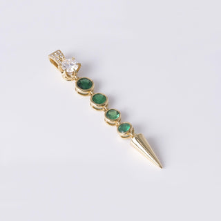 Estate 18K Colombian Emerald and Diamond Drop Pendant