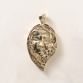14K Gold Lady Goddess Portrait Cameo Pendant