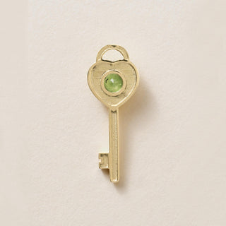 18K Gold Love Key Tsavorite Garnet Bezel and Diamond Pendant