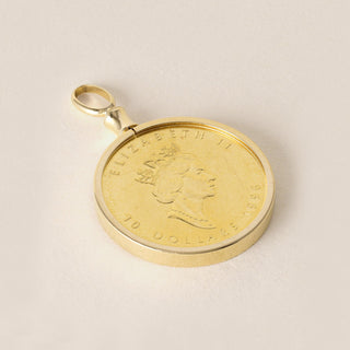 1996 Queen Elizabeth Maple Leaf Canadian 10 Dollar Coin Pendant 1/4 OZ Pure Gold