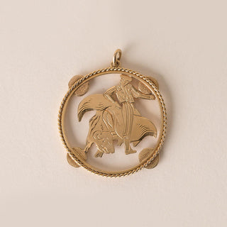 Vintage 18K Gold Hand Carved Matador Bull Fighting Pendant Charm