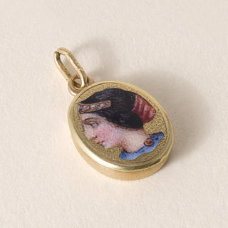 Etruscan Revival 18K Bella Donna Miniature Portrait Pendant