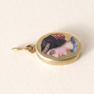 Etruscan Revival 18K Bella Donna Miniature Portrait Pendant