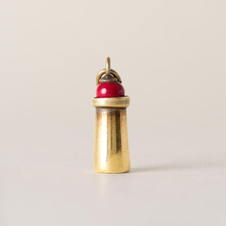 Vintage Red Coral Charm Pendant 14K Yellow Gold