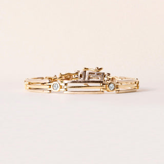 Vintage 14K Two Tone Diamond Bezel Set Bracelet