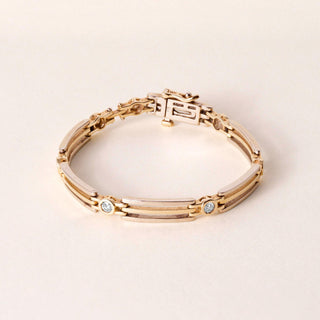 Vintage 14K Two Tone Diamond Bezel Set Bracelet