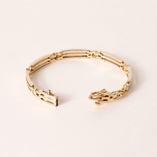 Vintage 14K Two Tone Diamond Bezel Set Bracelet