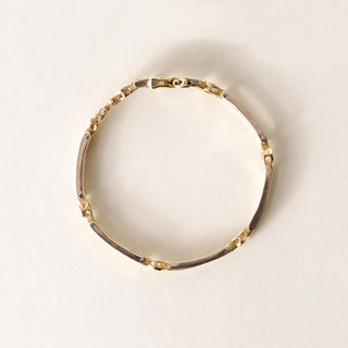 Vintage 14K Two Tone Diamond Bezel Set Bracelet