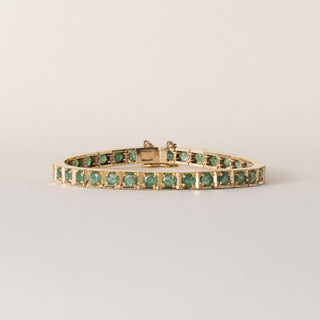 Vintage 14K Yellow Gold Flex 5.54 Carats Emerald Bangle Bracelet