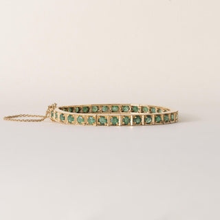 Vintage 14K Yellow Gold Flex 5.54 Carats Emerald Bangle Bracelet