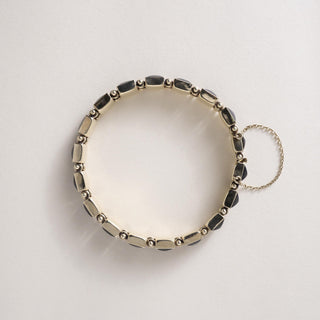 Vintage 14K Gold Black Onyx Pyramid Chain Bracelet