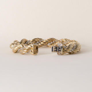 Vintage Italian 14K Gold Woven Rope Chain Link Bracelet