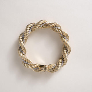 Vintage Italian 14K Gold Woven Rope Chain Link Bracelet