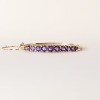 Vintage 14K Gold 6 Carats Amethyst and Rose Cut Diamond Bangle
