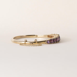 Vintage 14K Gold 6 Carats Amethyst and Rose Cut Diamond Bangle