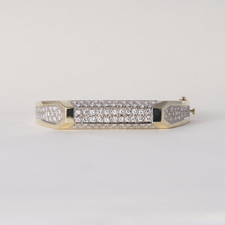 Vintage 14K Gold 5 Carats Diamond Pave Statement Bangle