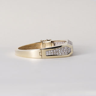 Vintage 14K Gold 5 Carats Diamond Pave Statement Bangle