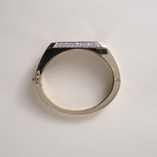 Vintage 14K Gold 5 Carats Diamond Pave Statement Bangle