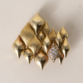 Vintage 18K Gold Henry Dunay Textured Diamond Brooch