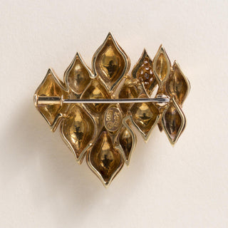 Vintage 18K Gold Henry Dunay Textured Diamond Brooch