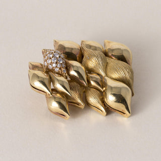 Vintage 18K Gold Henry Dunay Textured Diamond Brooch