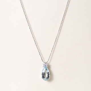 Plat 19.80ct Aquamarine Pear Shape Diamond Necklace