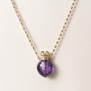 18K Valentino Amethyst and Diamond Perfume Bottle Necklace