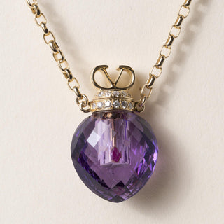 18K Valentino Amethyst and Diamond Perfume Bottle Necklace