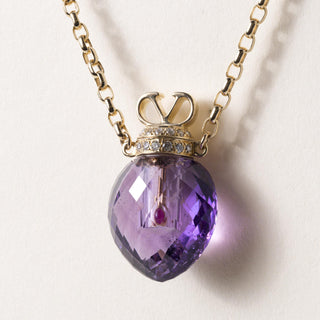 18K Valentino Amethyst and Diamond Perfume Bottle Necklace