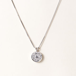 18K White Gold 1.25 Carat  Diamond Cluster Circle Pendant Necklace