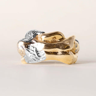 Vintage 14K Two Tone Gold Diamond Nudist Erotic Ring