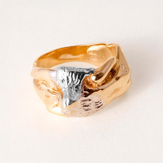 Vintage 14K Two Tone Gold Diamond Nudist Erotic Ring