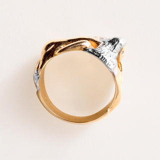 Vintage 14K Two Tone Gold Diamond Nudist Erotic Ring